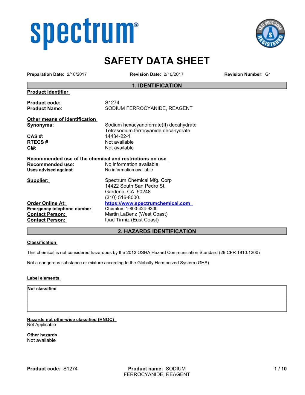 Safety Data Sheet