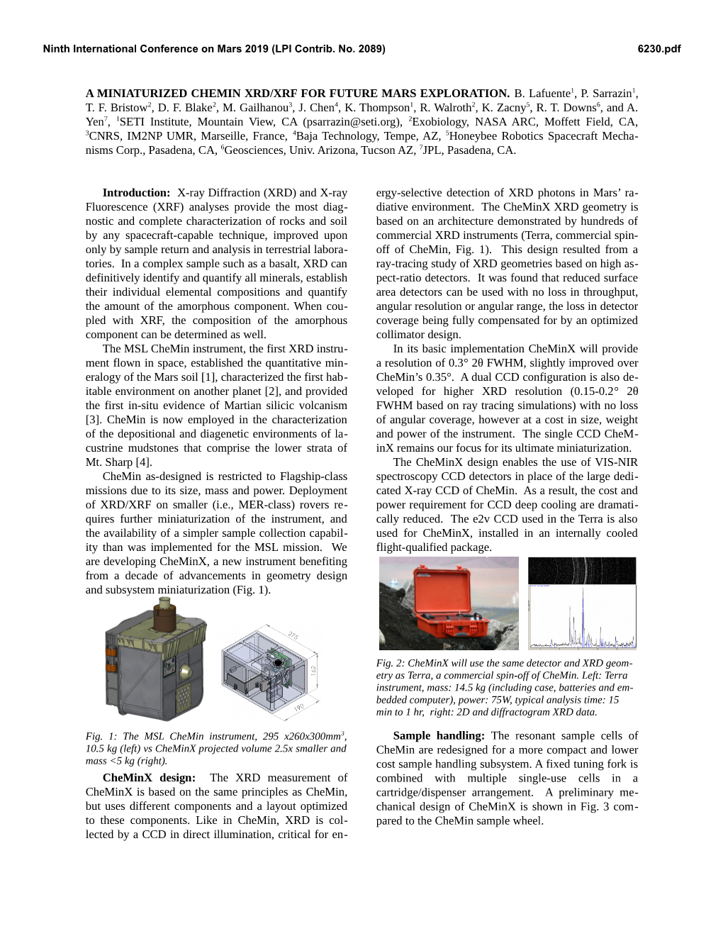 A Miniaturized Chemin Xrd/Xrf For Future Mars Exploration - DocsLib