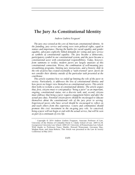 The Jury As Constitutional Identity