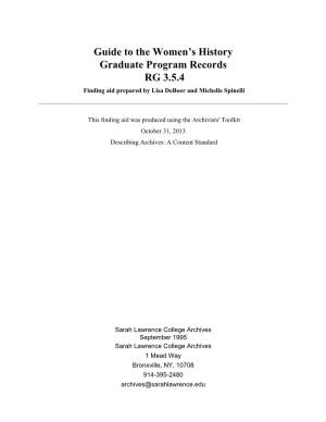 Guide to the Women's History Graduate Program Records RG 3.5.4