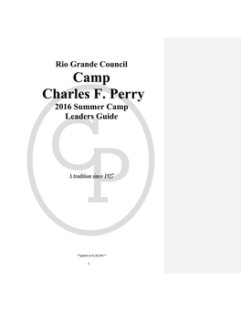 Camp Charles F. Perry 2016 Summer Camp Leaders Guide