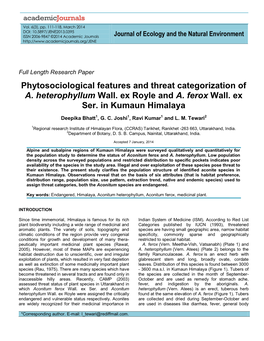 Phytosociological Features and Threat Categorization of A. Heterophyllum Wall