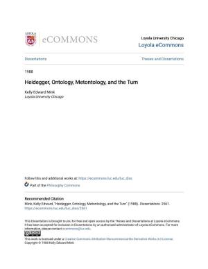 Heidegger, Ontology, Metontology, and the Turn