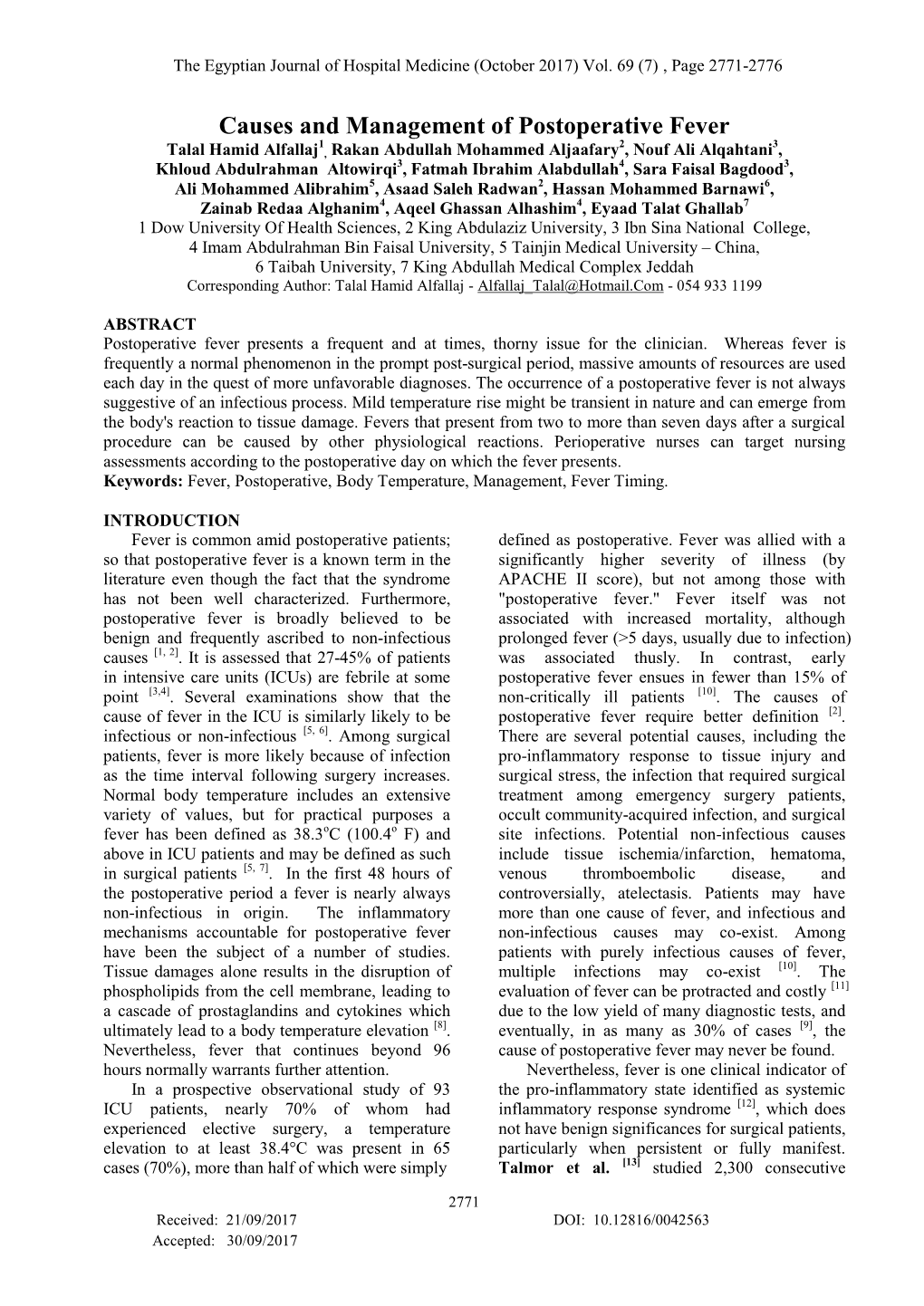 Causes and Management of Postoperative Fever