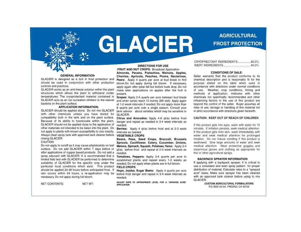 Glacier Agricultural Frost Protection