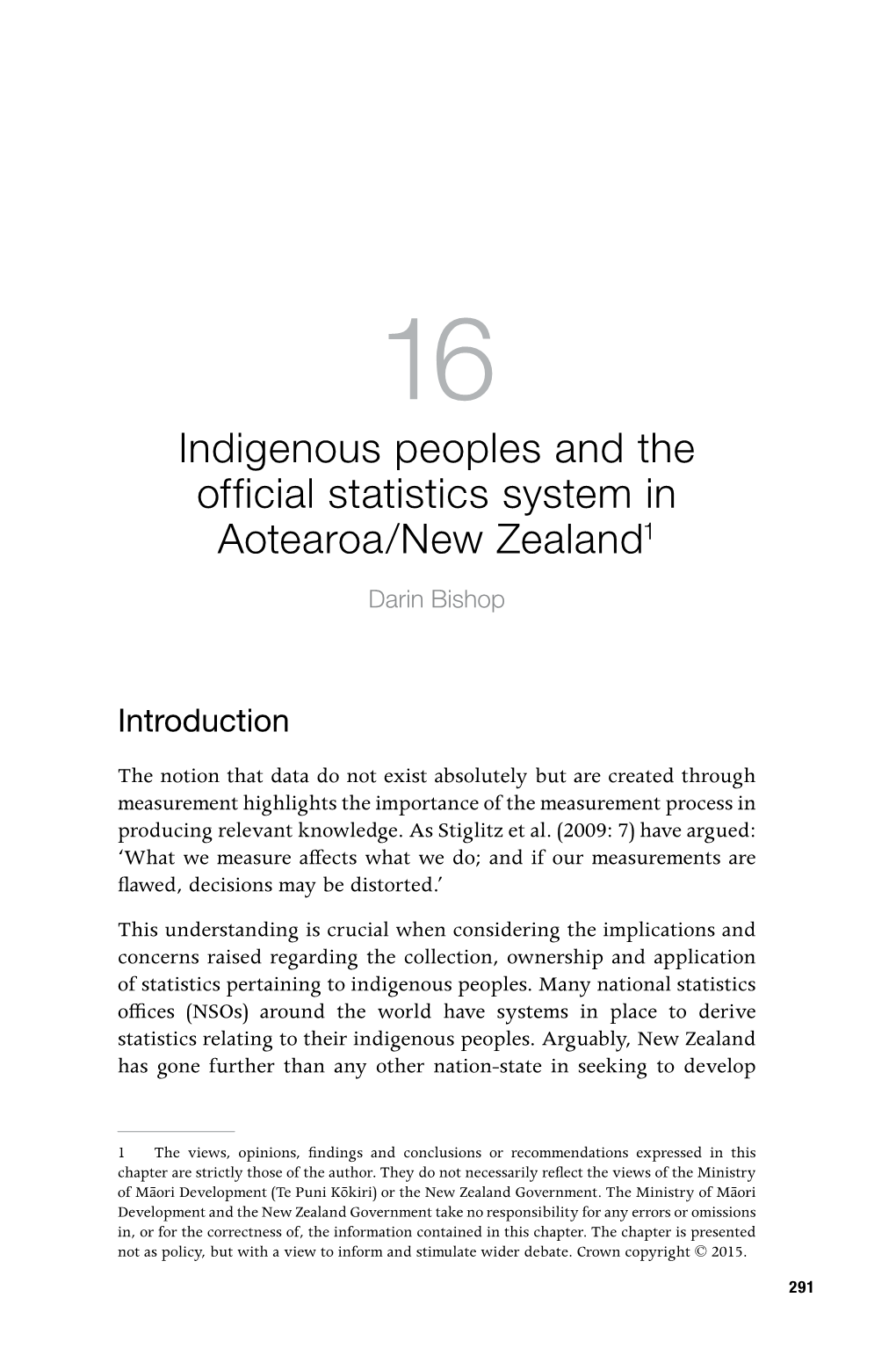 Indigenous Peoples and the Official Statistics System in Aotearoa/New Zealand1 Darin Bishop