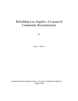 Rebuilding Los Angeles: a Lesson of Community Reconstruction