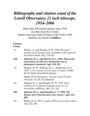 Bibliography for the 21-Inch Telescope