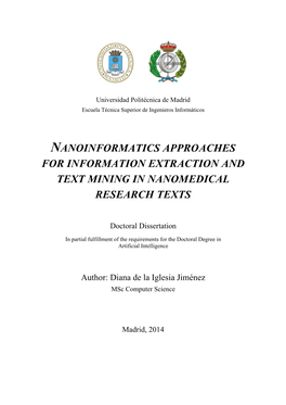 Nanoinformatics Approaches for Information Extraction and Text Mining in Nanomedical Research Texts