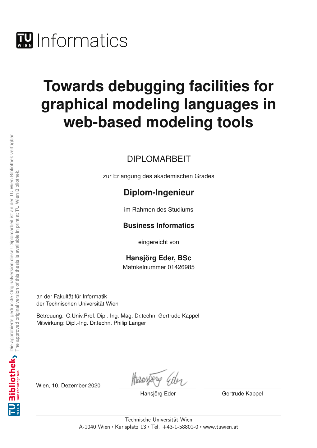 Towards Debugging Facilities for Graphical Modeling Languages in Web-Based Modeling Tools