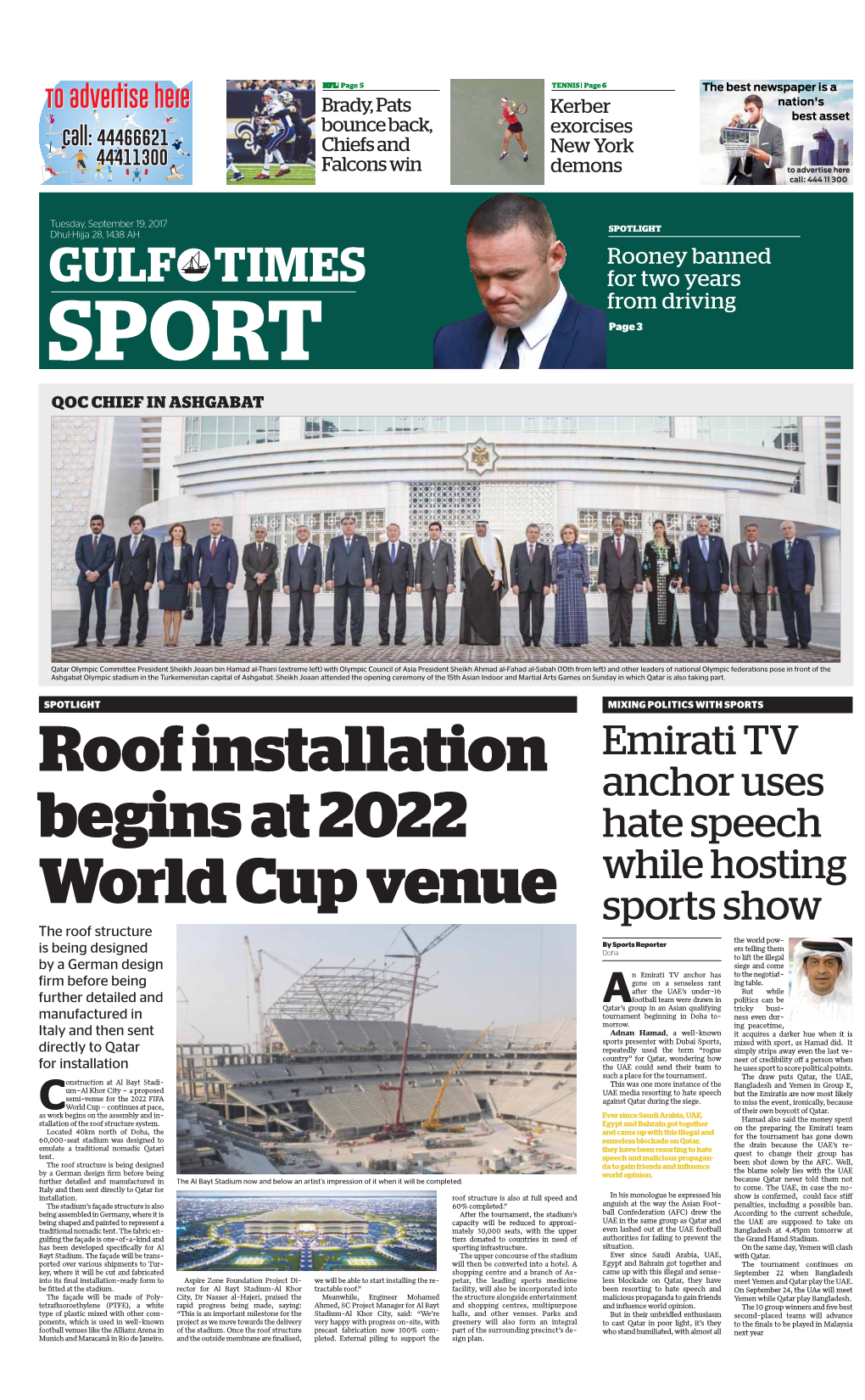 GULF TIMES for Two Years from Driving SPORT Page 3 QOC CHIEF in ASHGABAT