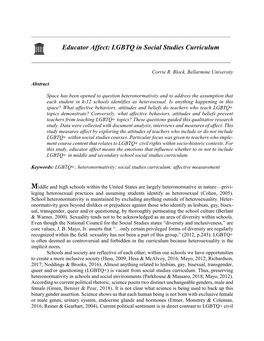 LGBTQ in Social Studies Curriculum