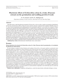 Phytotoxic Effects of Echinochloa Colona (L.) Link