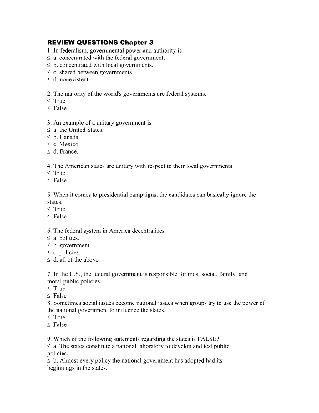 REVIEW QUESTIONS Chapter 3