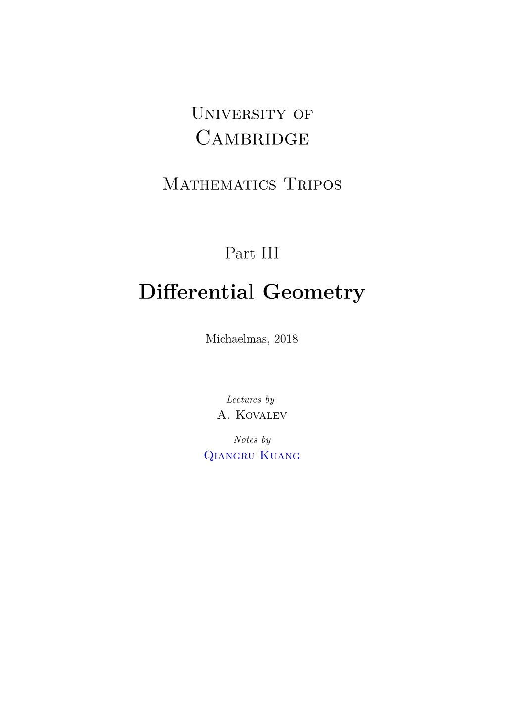 Differential Geometry