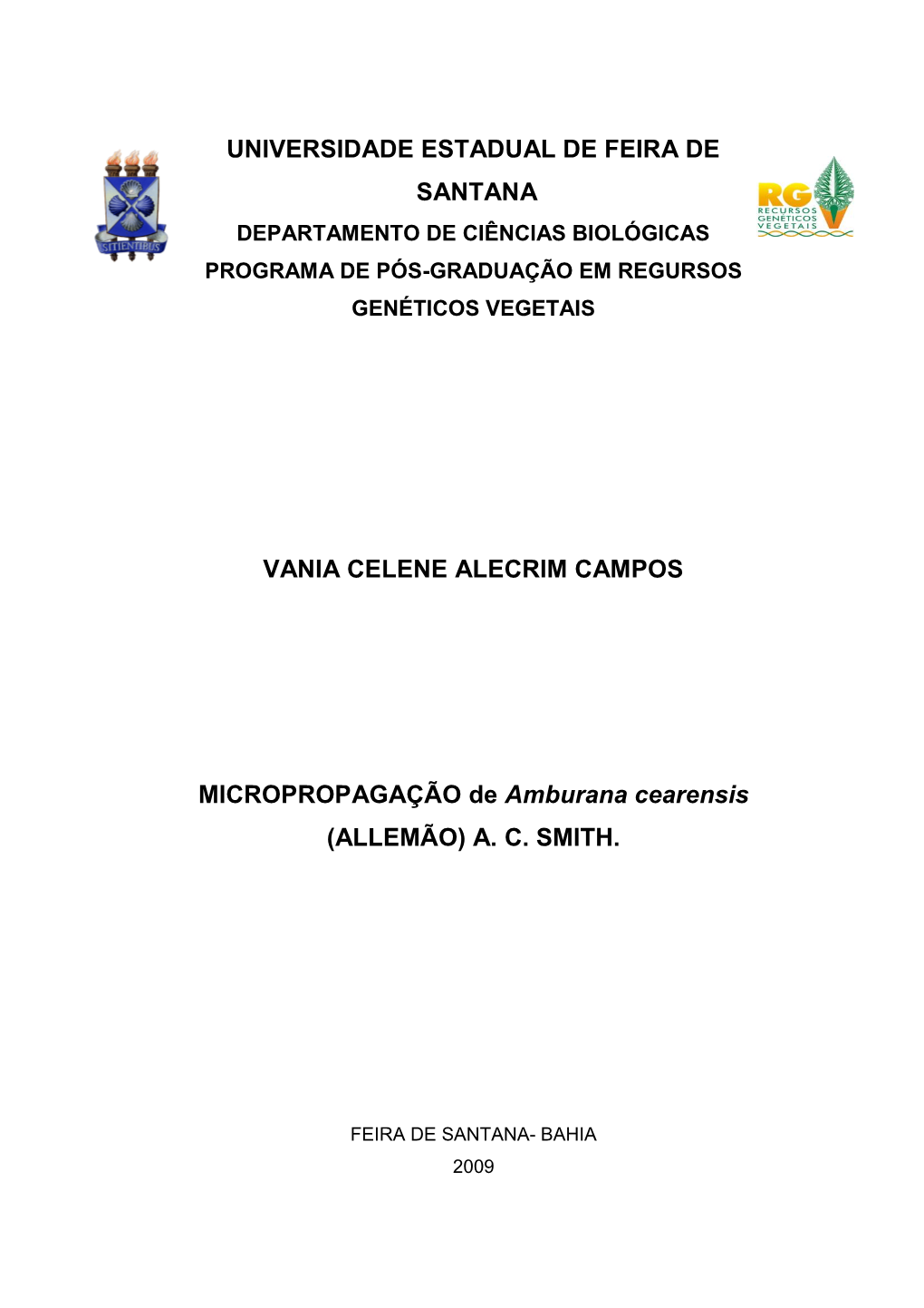 MICROPROPAGAÇÃO De Amburana Cearensis (ALLEMÃO) A