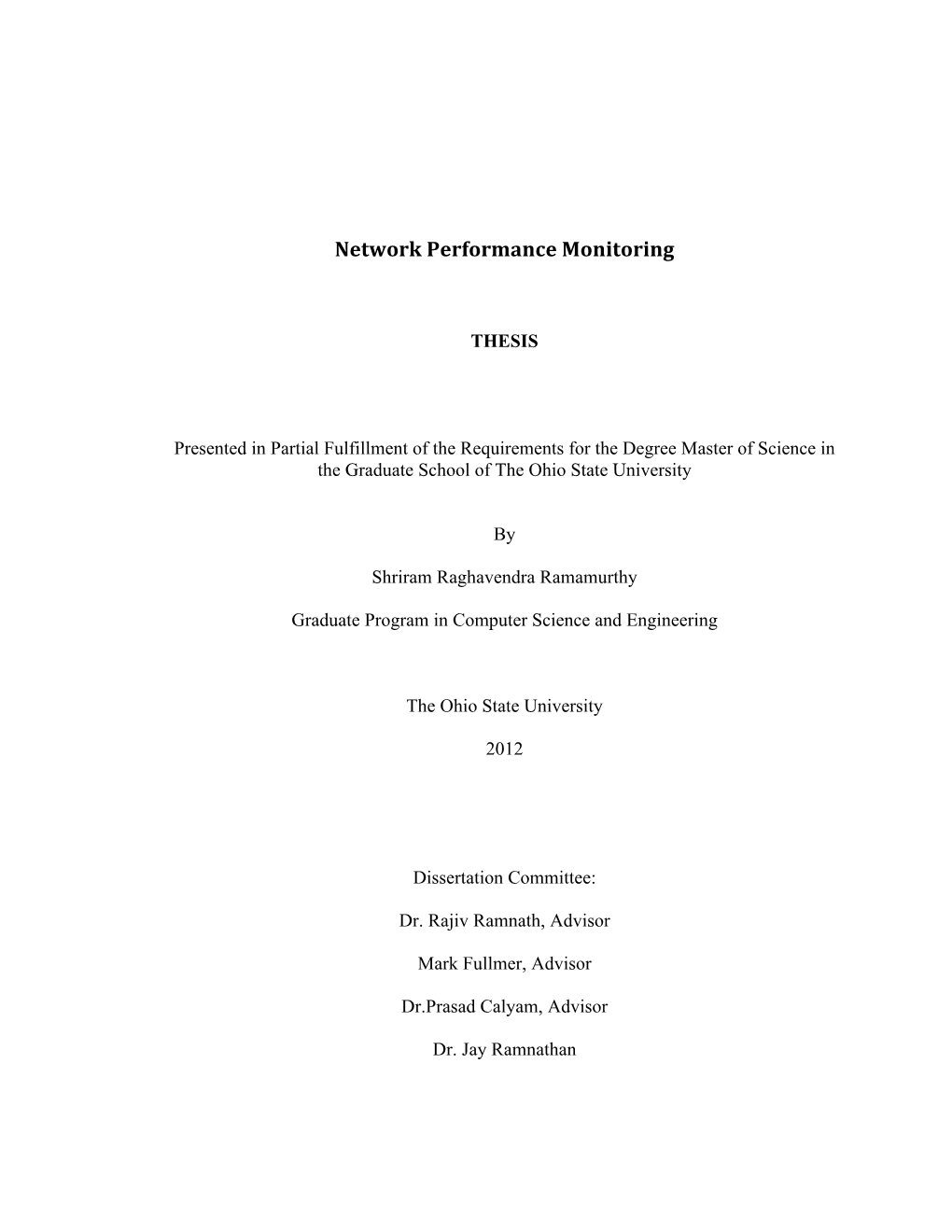 Network Performance Monitoring