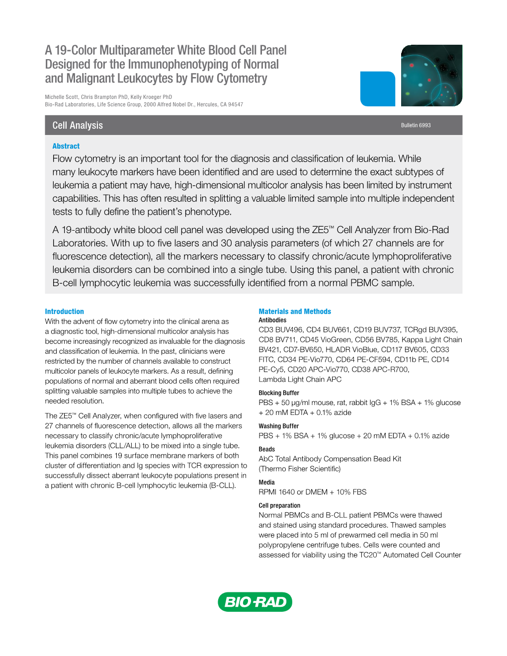 A 19-Color Multiparameter White Blood Cell Panel Designed for the Immunophenotyping of Normal and Malignant Leukocytes by Flow Cytometry