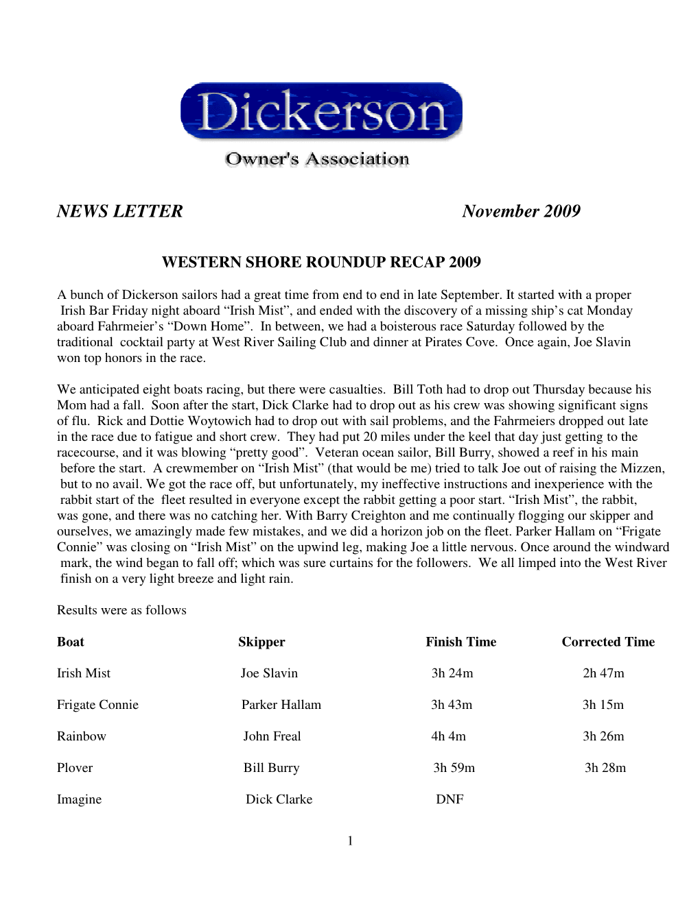 NEWS LETTER November 2009