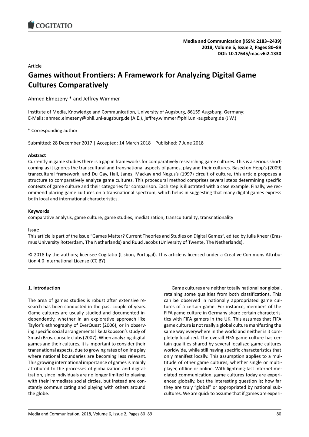 A Framework for Analyzing Digital Game Cultures Comparatively