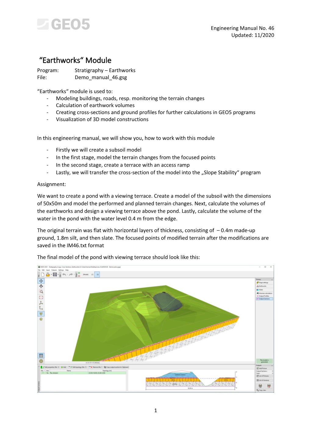 “Earthworks“ Module Program: Stratigraphy – Earthworks File: Demo Manual 46.Gsg