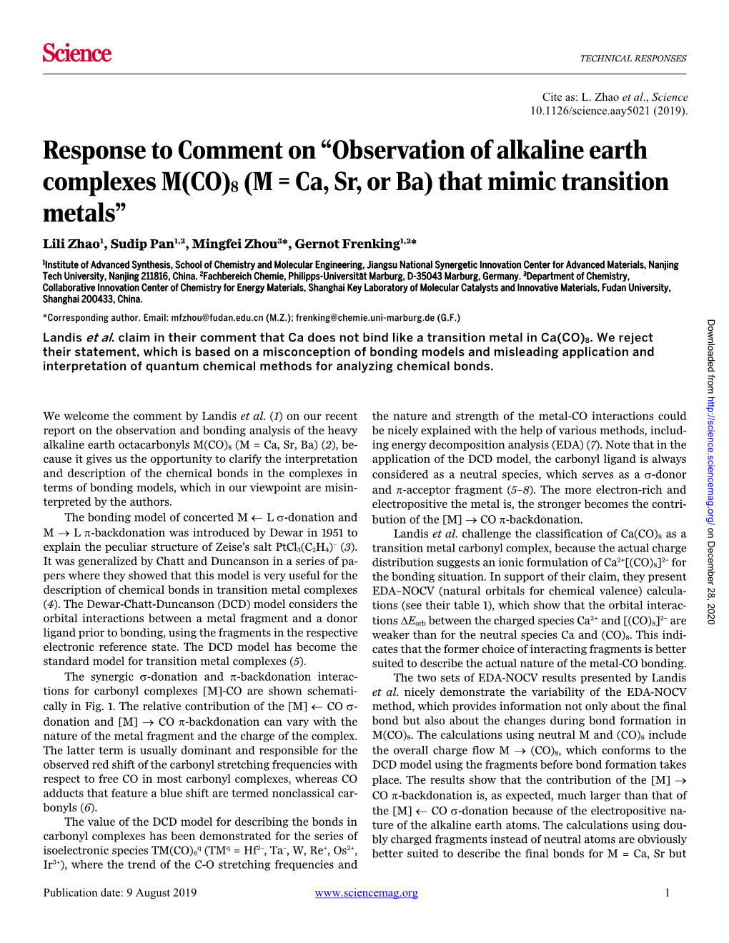 Observation of Alkaline Earth Complexes M(CO)8 (M = Ca, Sr, Or