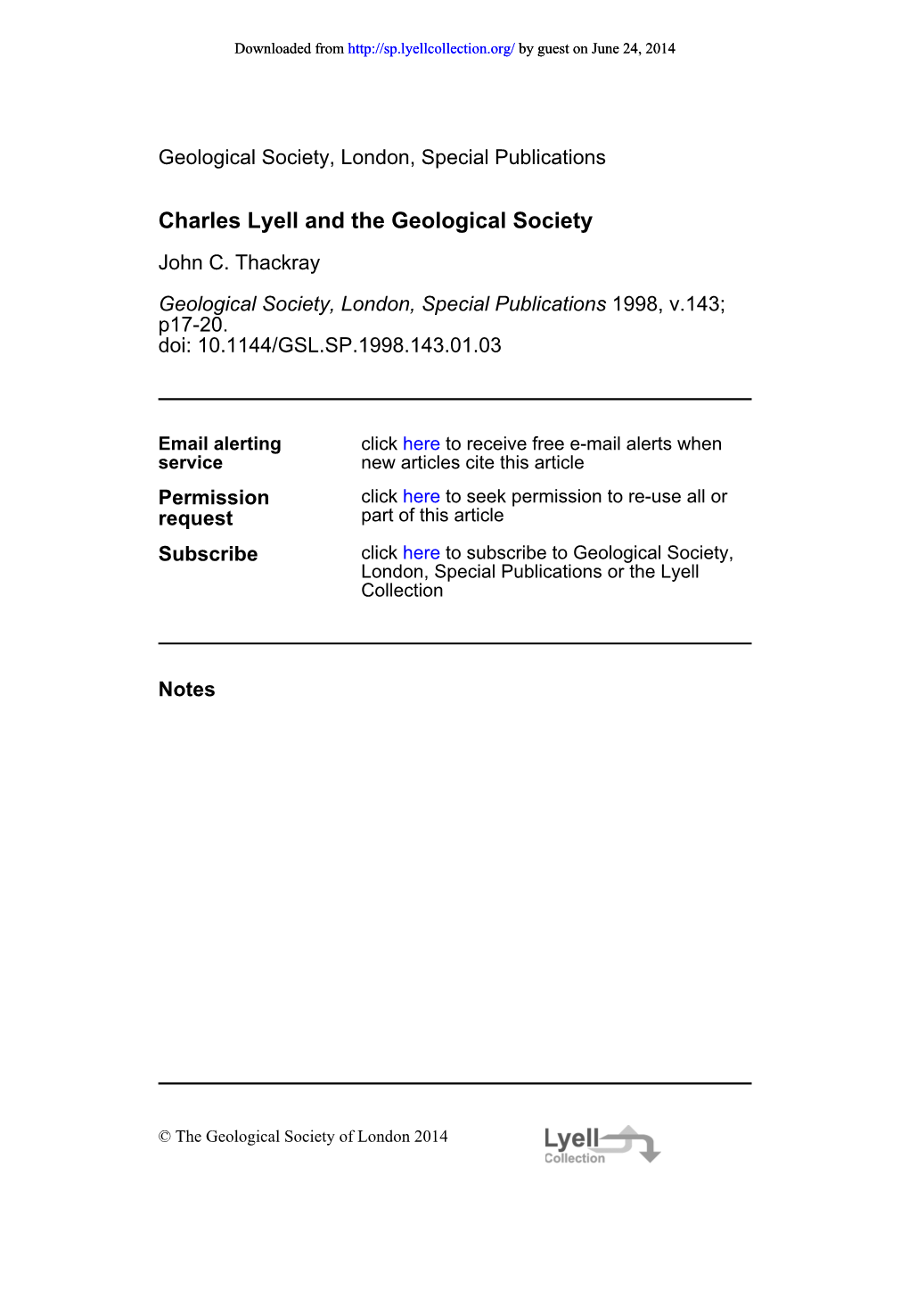 Charles Lyell and the Geological Society