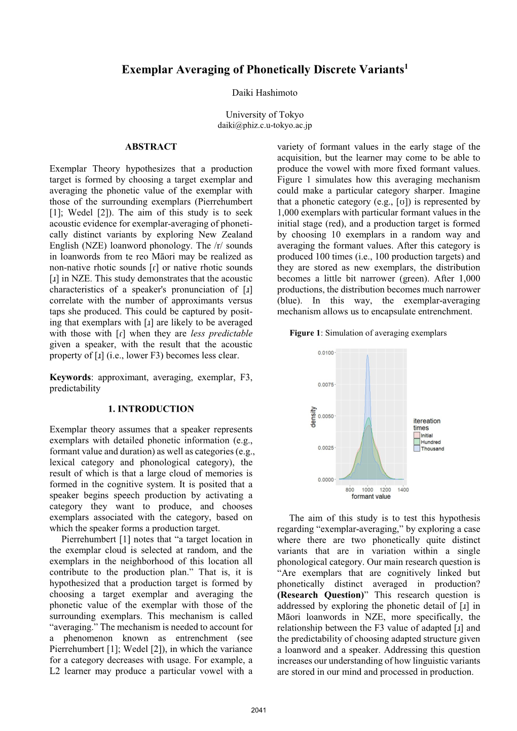 Exemplar Averaging of Phonetically Discrete Variants1