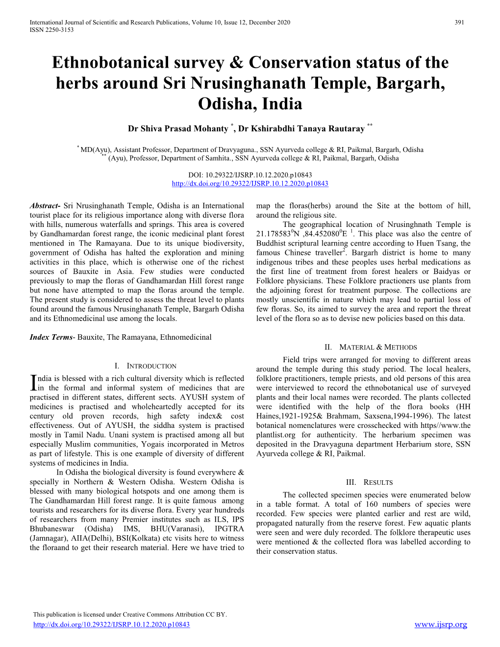 Ethnobotanical Survey & Conservation Status of the Herbs Around Sri