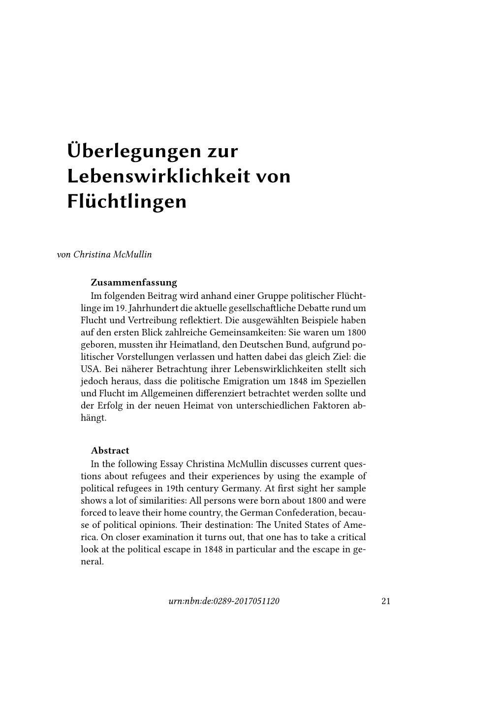 Überlegungen Zur Lebenswirklichkeit Von Flüchtlingen