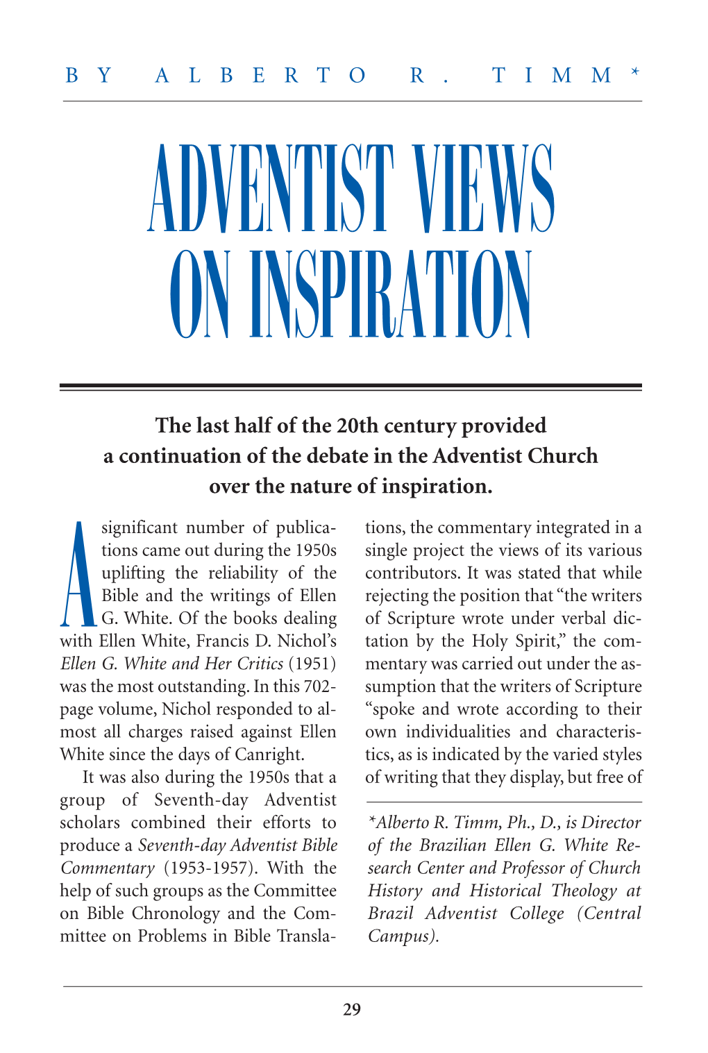 Adventist Views on Inspiration 2