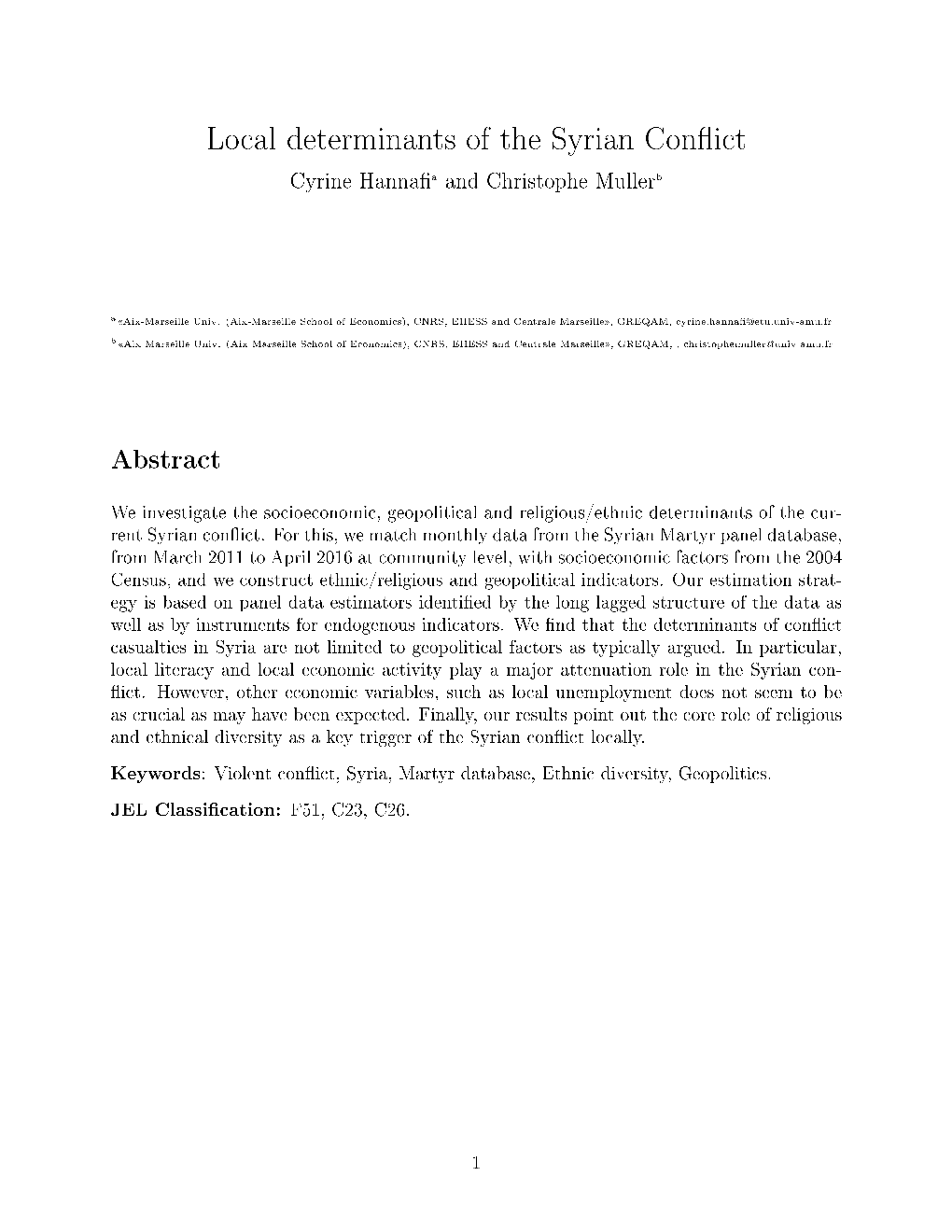 Local Determinants of the Syrian Conflict