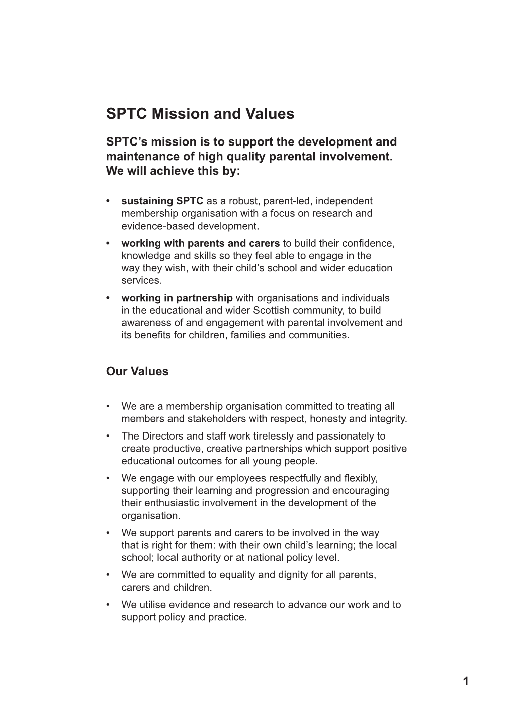 SPTC Mission and Values