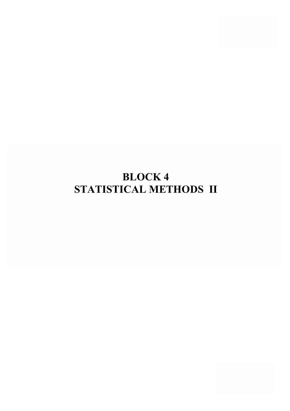 Block 4 Statistical Methods Ii