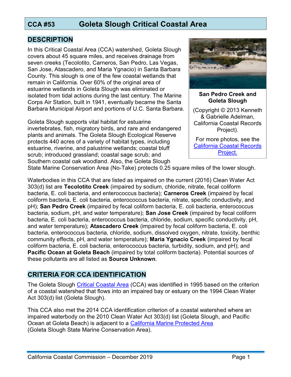 Goleta Slough CCA Factsheet 2019