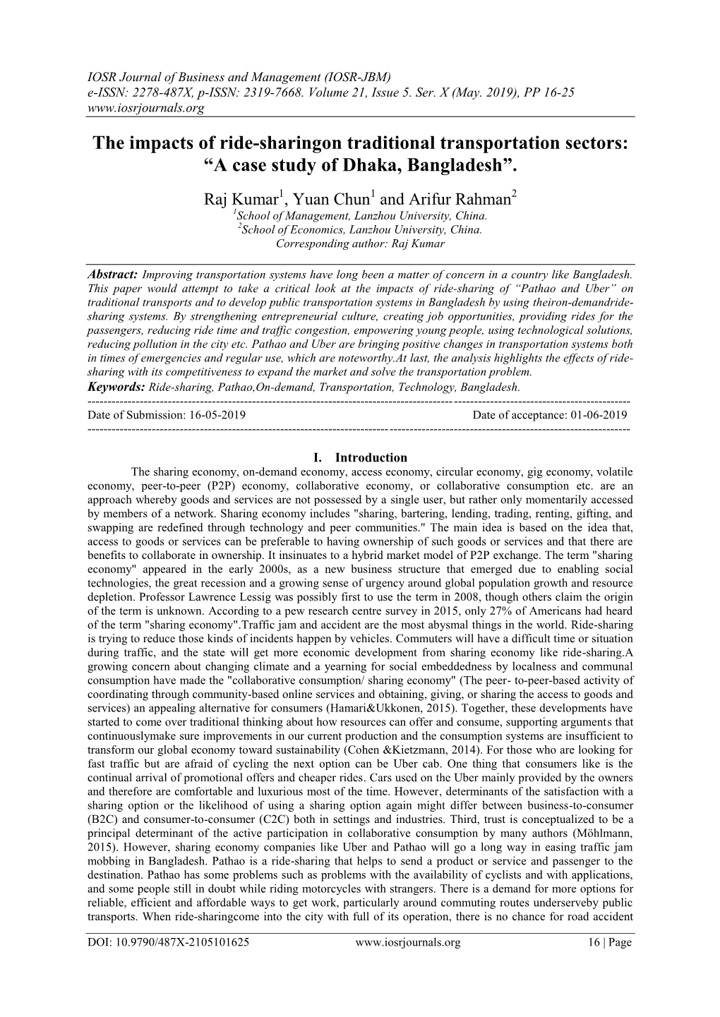 “A Case Study of Dhaka, Bangladesh”