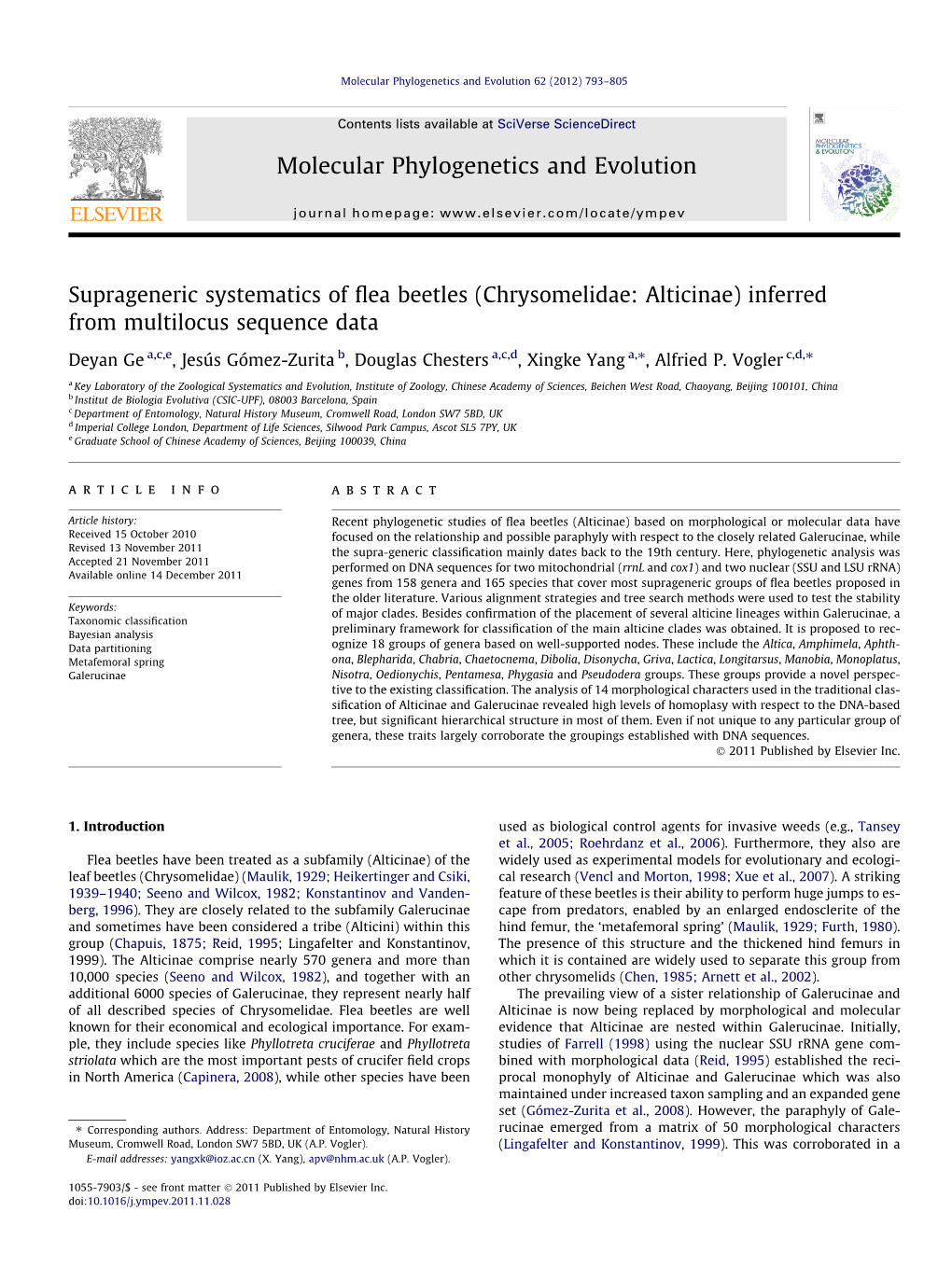 Suprageneric Systematics of Flea Beetles (Chrysomelidae: Alticinae)