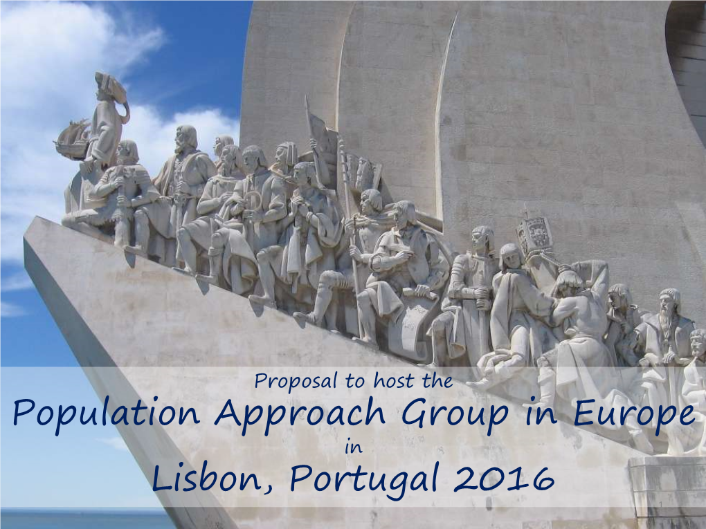 Population Approach Group in Europe Lisbon, Portugal 2016