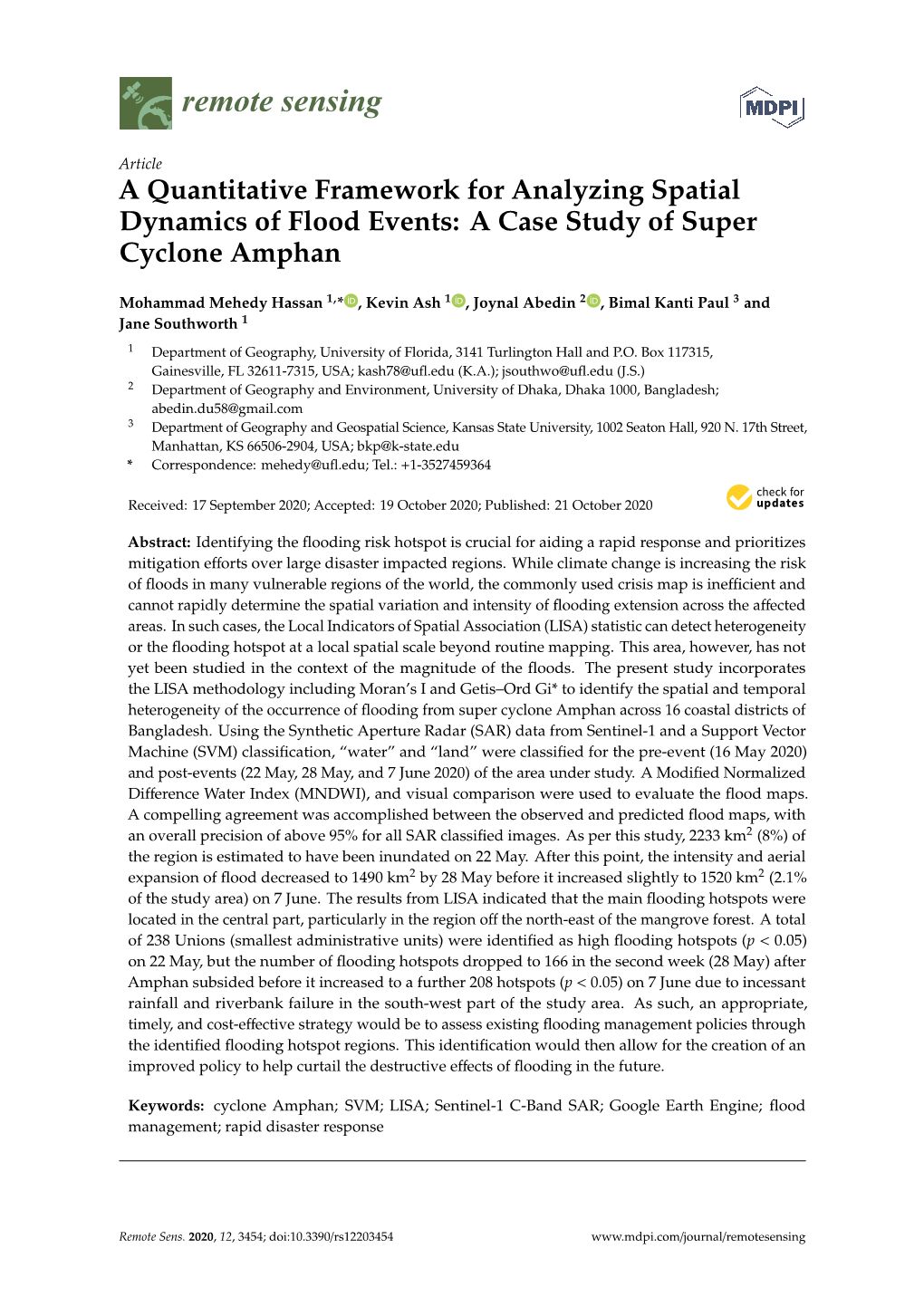 A Case Study of Super Cyclone Amphan