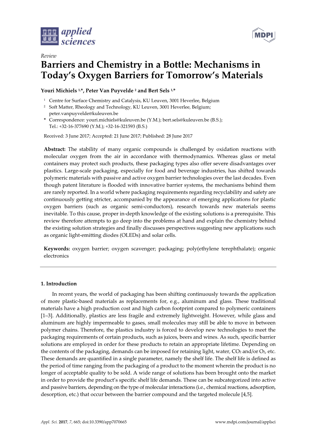 Barriers and Chemistry in a Bottle: Mechanisms in Today’S Oxygen Barriers for Tomorrow’S Materials