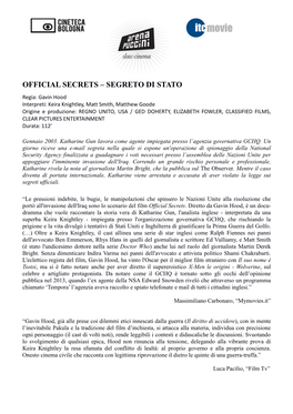 Official Secrets – Segreto Di Stato