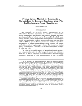 Benchmarking IP in Its Evolution to Asset Class Status