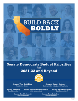 Build Back Boldly Budget Proposes Eight Transformative Proposals and Key Subcommittee Packages