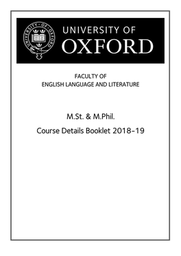 M.St. & M.Phil. Course Details Booklet 2018-19