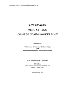 Lower Keys (MM 14.2 – 29.0) Livable Communikeys Plan