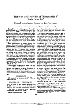Studies on the Metabolism of Thioacetamide-S35 in the Intact Rat*