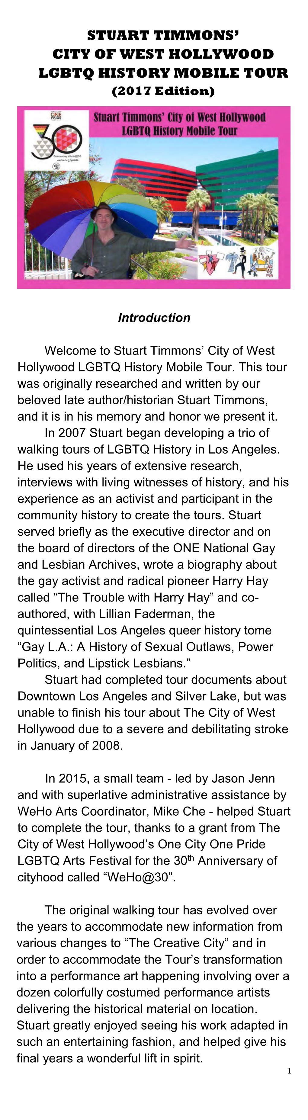 Stuart Timmons' City of West Hollywood Lgbtq History Mobile Tour