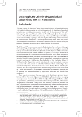 Denis Murphy, the University of Queensland and Labour History, 1966–83: a Reassessment