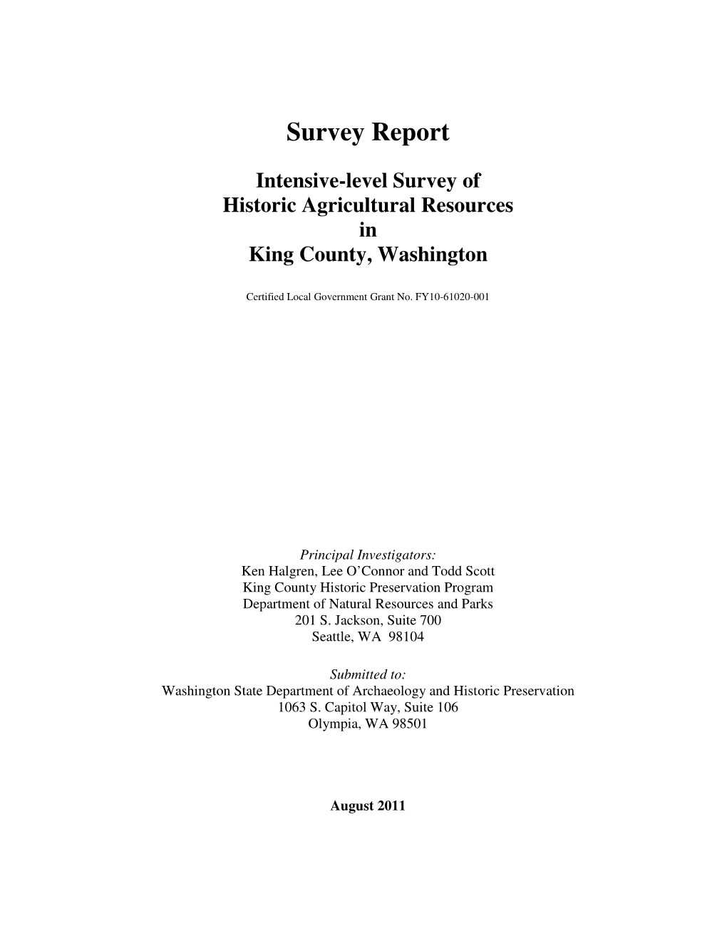 Inventory of Agricultural Resources of King County