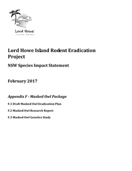 Lord Howe Island Rodent Eradication Project NSW Species Impact Statement